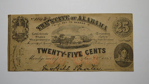 $.25 1863 Montgomery Alabama Obsolete Currency Bank Note Bill AU! Plate I
