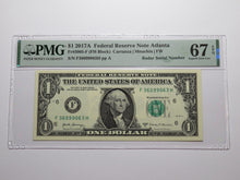 Load image into Gallery viewer, $1 2017 Radar Serial Number Federal Reserve Currency Bank Note Bill PMG UNC67EPQ