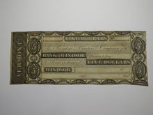 Load image into Gallery viewer, $5 18__ Windsor Vermont VT Obsolete Currency Bank Note Bill Remainder Rare UNC