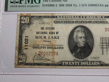 Load image into Gallery viewer, $20 1929 Sour Lake Texas TX National Currency Bank Note Bill Ch. #11021 VF30 PMG