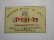 Load image into Gallery viewer, $.25 1863 Charleston South Carolina Obsolete Currency Bank Note State of SC UNC