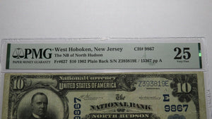 $10 1902 West Hoboken New Jersey NJ National Currency Bank Note Bill #9867 VF25