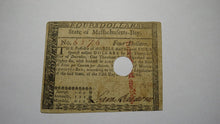 Load image into Gallery viewer, $4 1780 Massachusetts Bay MA Colonial Currency Note Bill! Loammi Baldwin Signed!