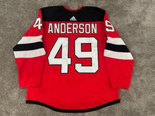 Load image into Gallery viewer, 2018 Joey Anderson New Jersey Devils Brodeur Night Game Used Worn Hockey Jersey