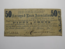 Load image into Gallery viewer, $.50 1862 Savannah Georgia Obsolete Currency Bank Note Bill Mechanics' Savings