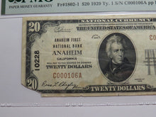 Load image into Gallery viewer, $20 1929 Anaheim California National Currency Bank Note Bill Ch. #10228 VF25 PMG