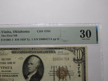 Load image into Gallery viewer, $10 1929 Vinita Oklahoma OK National Currency Bank Note Bill Ch. #4704 VF30 PMG