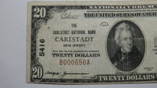 Load image into Gallery viewer, $20 1929 Carlstadt New Jersey NJ National Currency Bank Note Bill Ch. #5416 VF!