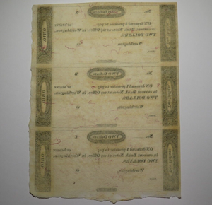 $2 18__ Worthington Ohio Obsolete Currency Note Uncut Bank Sheet Erza Griswold