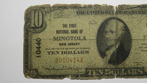 $10 1929 Minotola New Jersey NJ National Currency Bank Note Bill Ch. #10440 RARE