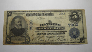 $5 1902 Bayside New York NY National Currency Bank Note Bill! Ch. #7939 RARE!