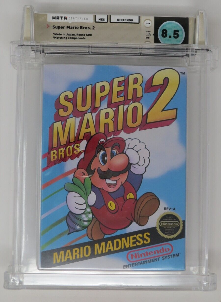 Super Mario Brothers 2 Complete In Box Nintendo Video Game Wata Graded 8.5 CIB